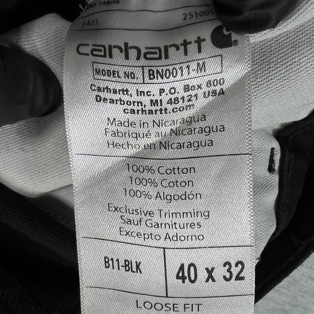 Carhartt Mens 40x32 Duck Loose Fit Canvas Black Utility Chore Pants Carpenter - Picture 6 of 16